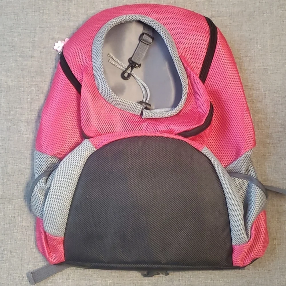 Pink and Gray Pet Carrier Backpack